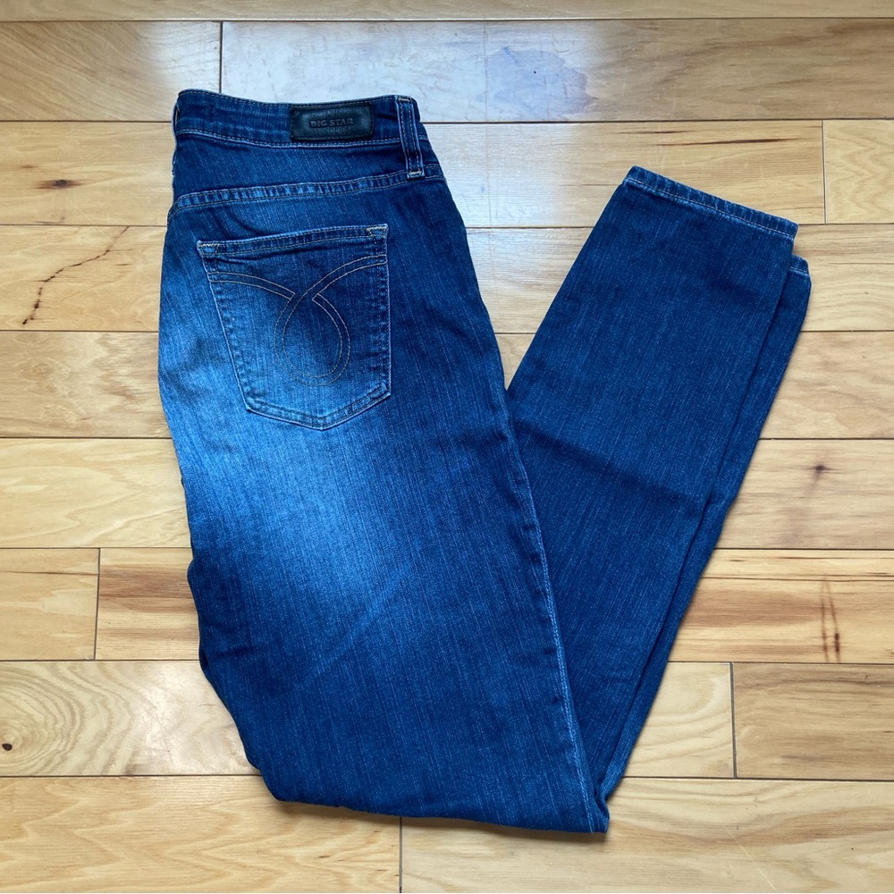 Big Star Liv Jeans Women's Size 27R  Skinny Mid Rise Dark Blue Denim Stretch‎